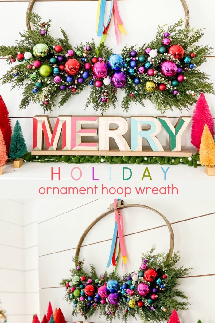 Colorful Holiday Embroidery Hoop Ornament Wreath