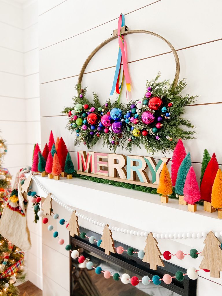 Colorful Holiday Mantel