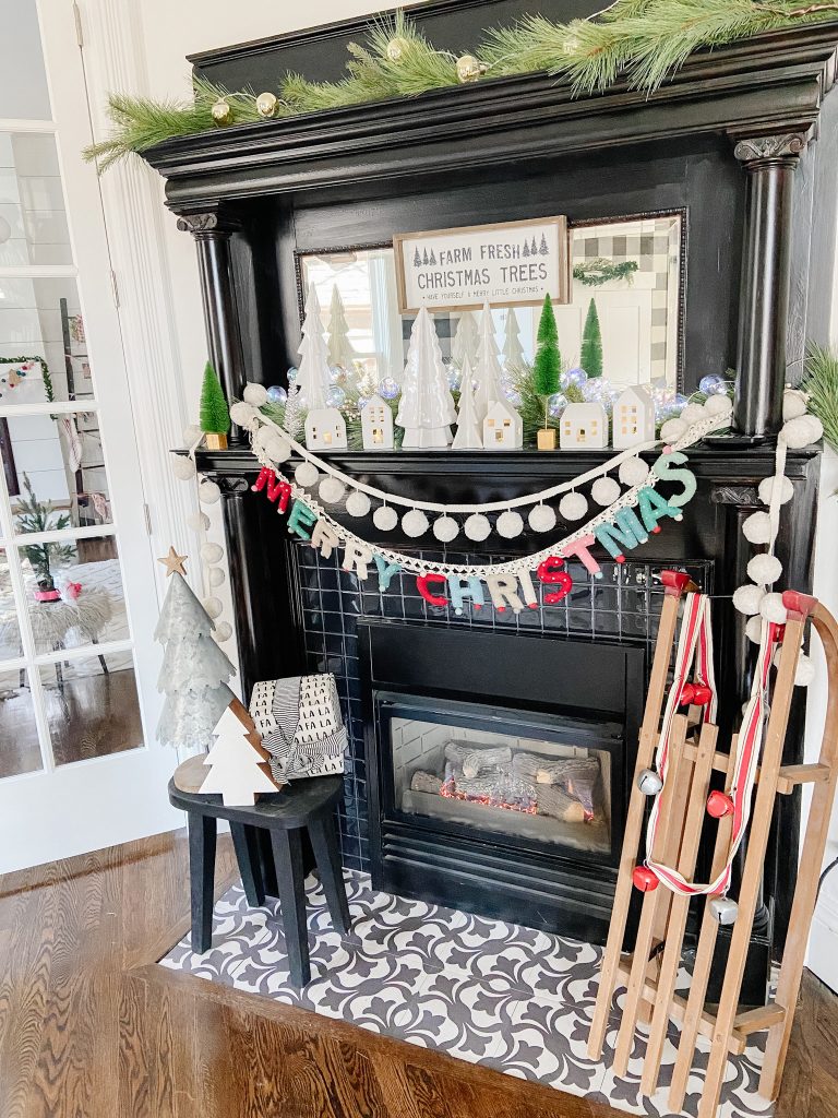 vintage fireplace holiday decor