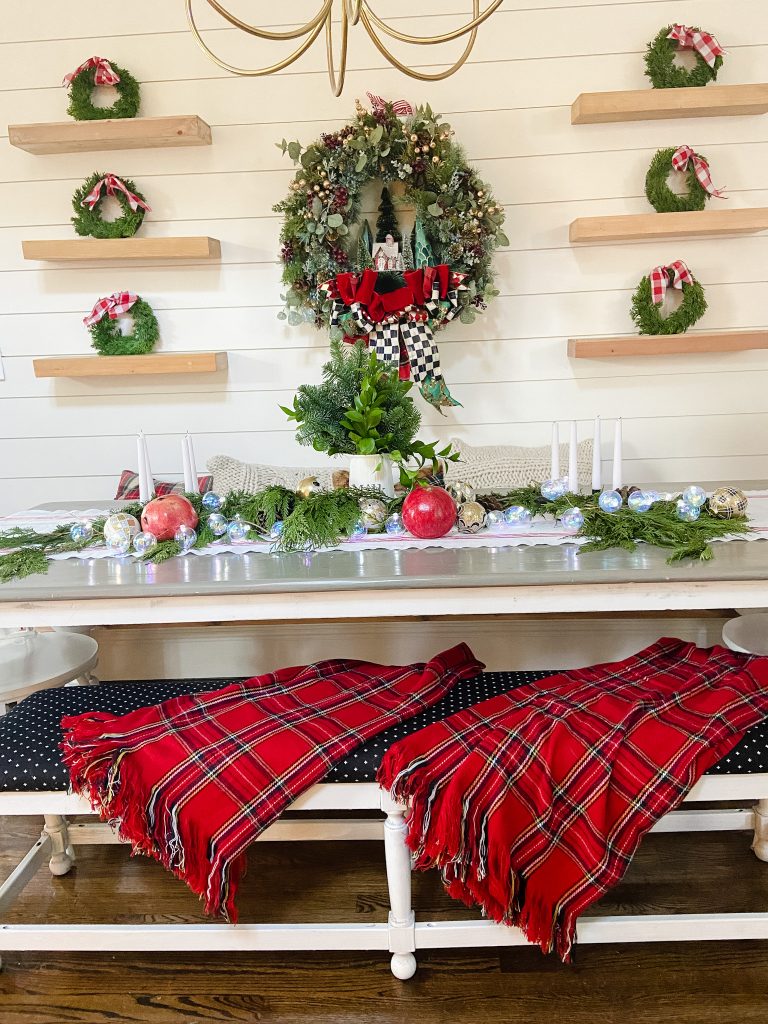 cottage plaid holiday dining room