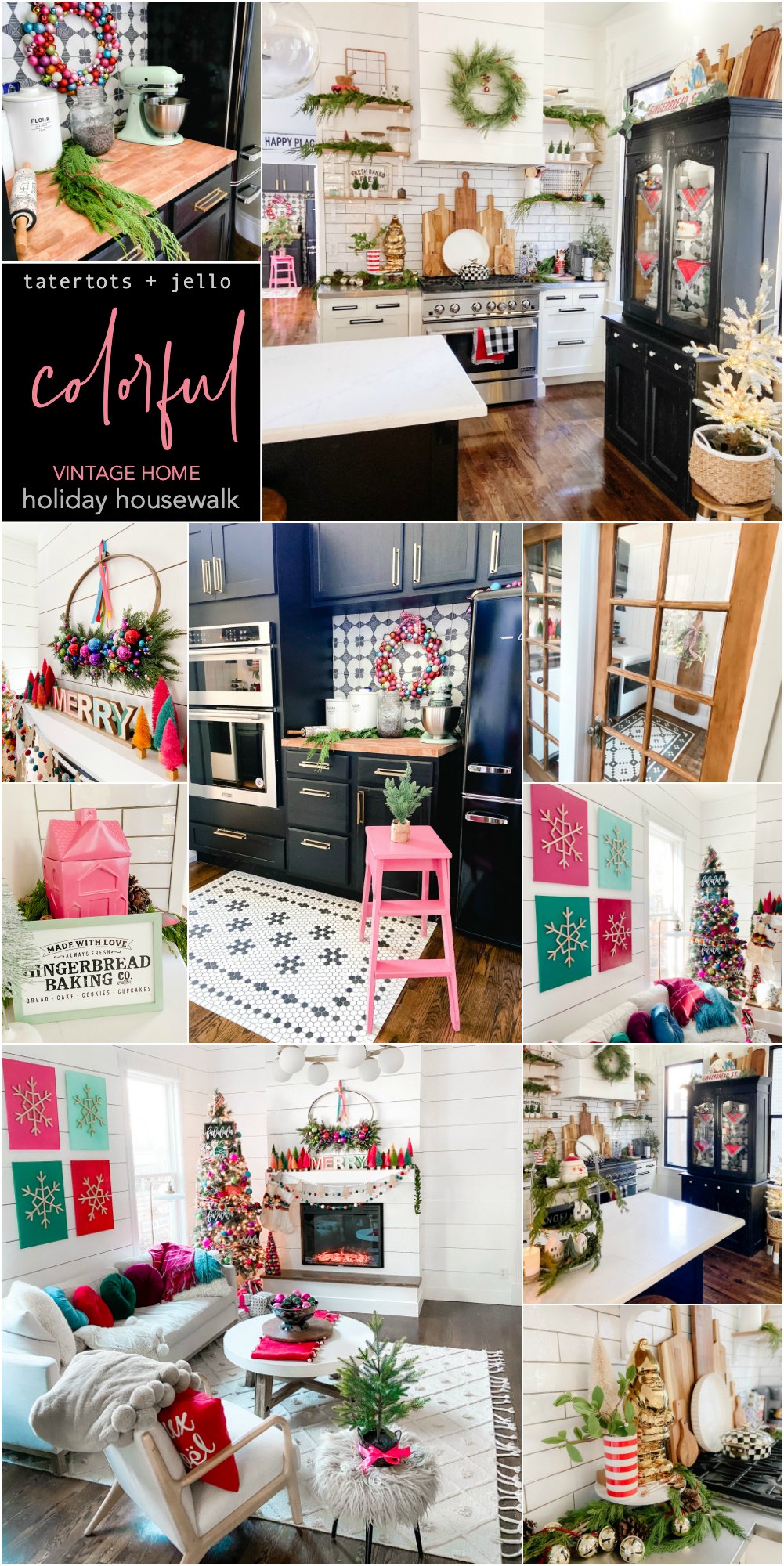 Bright and Colorful Holiday Housewalk Tour. Add bright and happy colors to your home with easy DIY projects to celebrate the holidays.