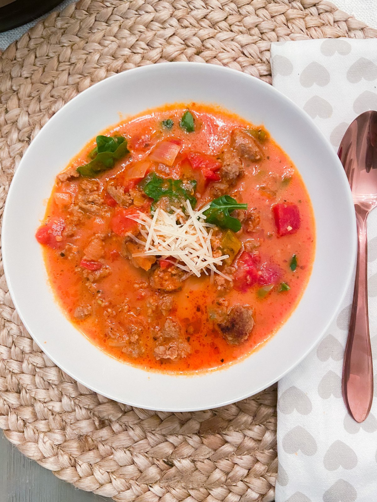 Keto Instant Pot Spicy Italian Soup. Spicy Italian sausage, herbs and veggies in a thick creamy sauce is the perfect soup to make for Winter! 