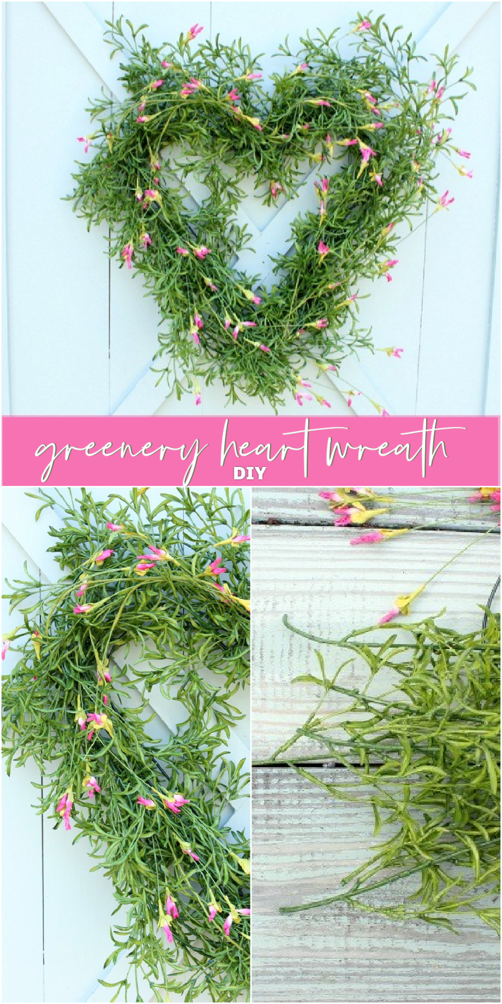 How to Make a Greenery Heart Wreath. Start the year off fresh with a gorgeous faux greenery heart wreath! 