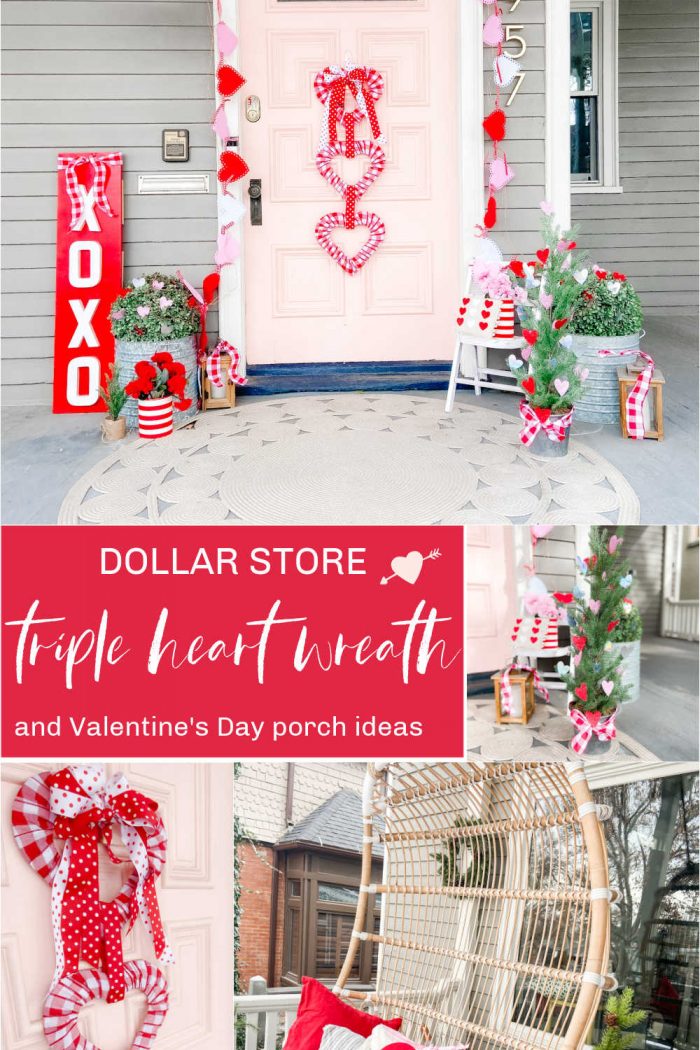 Dollar Store Triple Heart Valentine’s Day Wreath