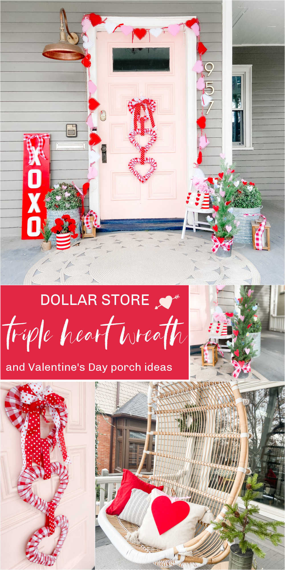 Dollar Store Triple Heart Wreath