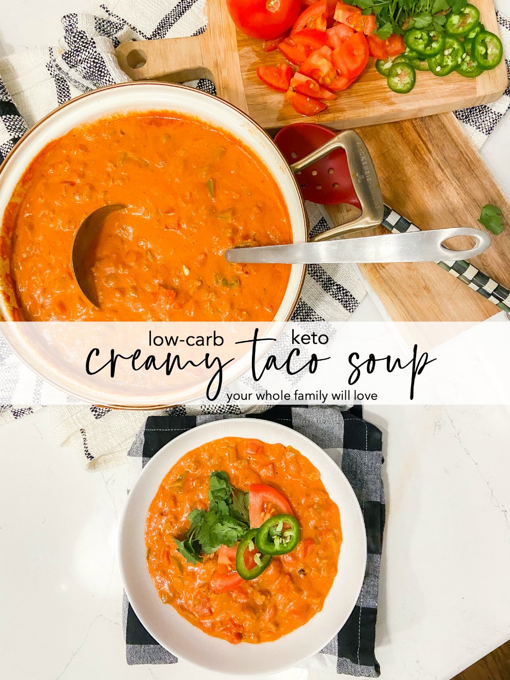 Low-Carb Creamy Taco Soup (Keto). Creamy taco soup filled with veggies and spicy taco flavor! 