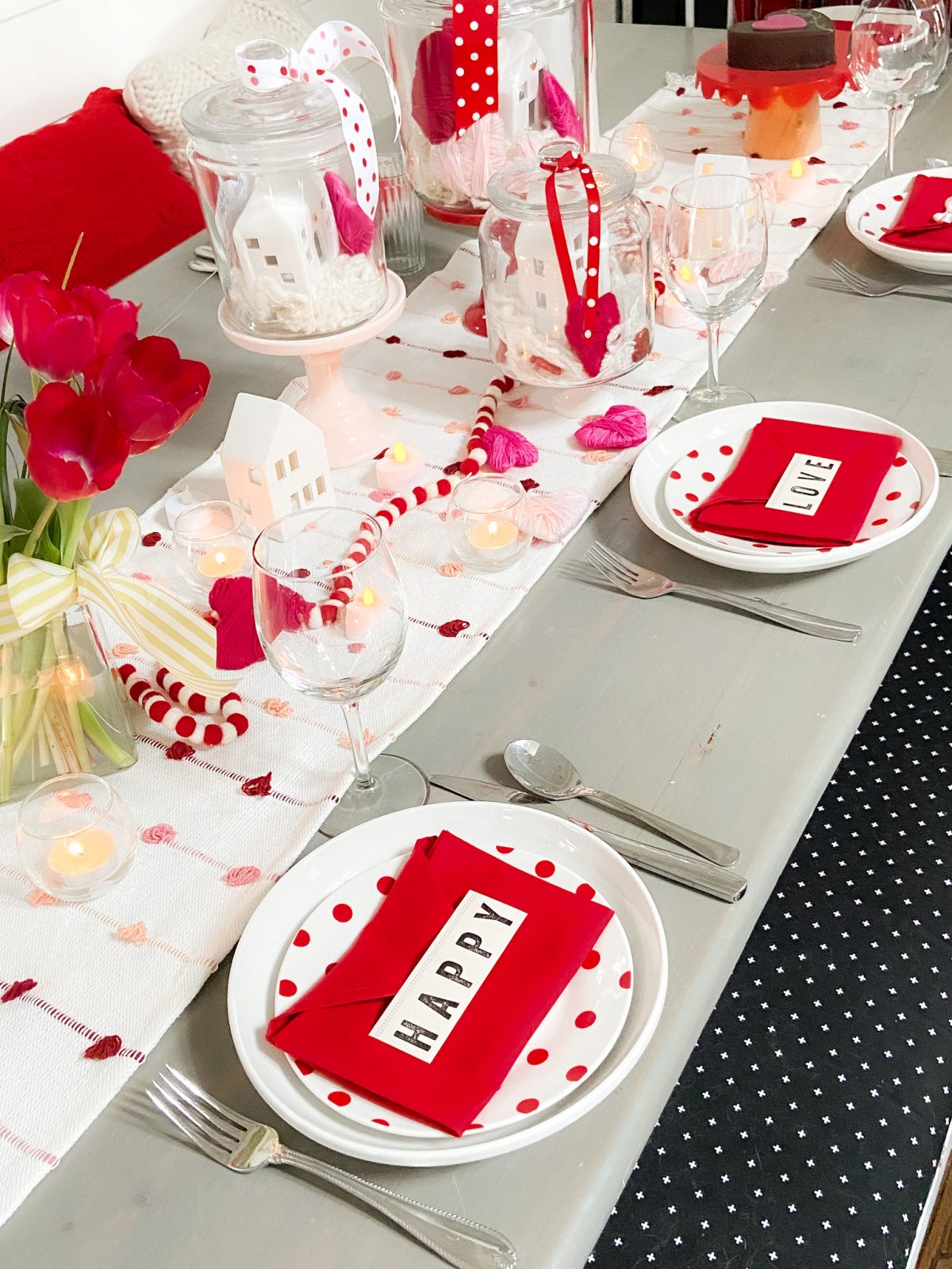 Valentine's Day Table Envelope Napkins. Fold napkins in an envelope shape and add a special hand-written note with free printable cards! 