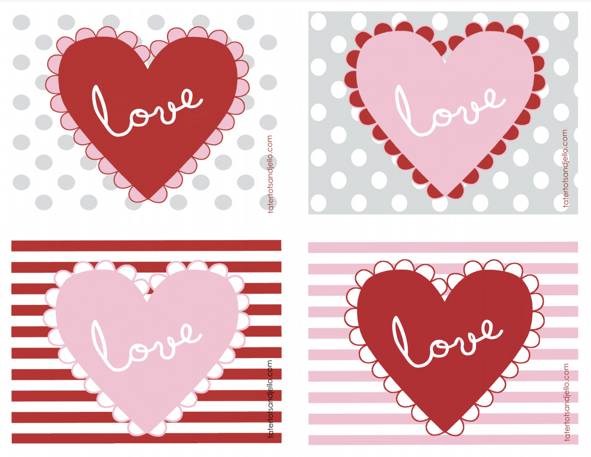 Printable Heart Valentine's Day Postcards