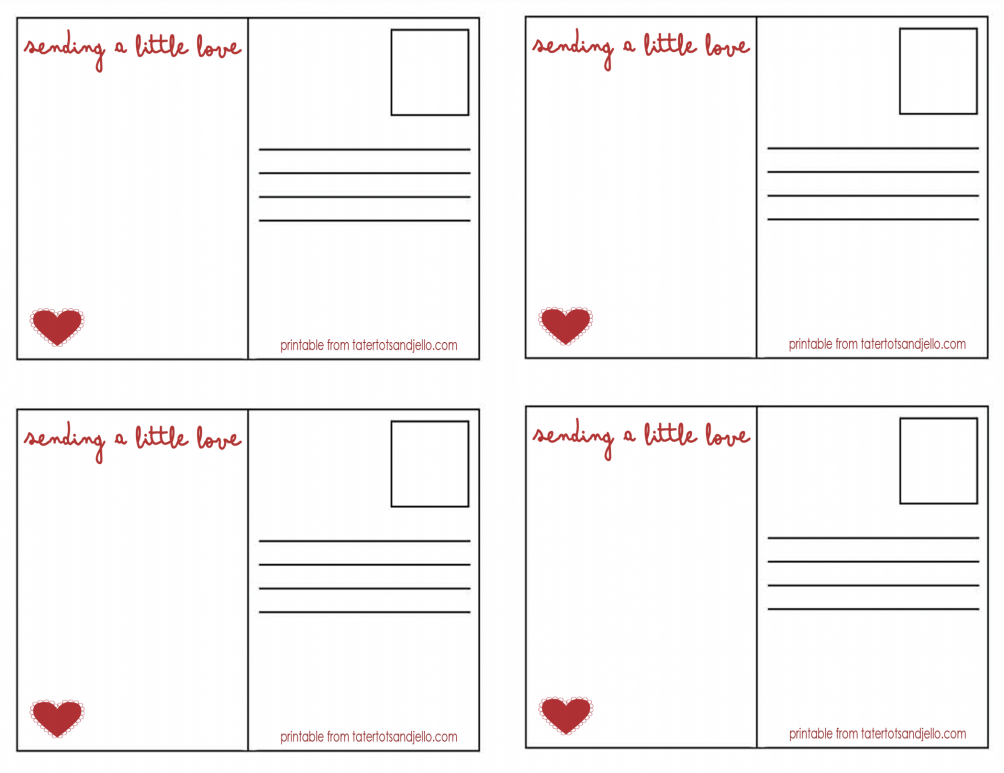 Adorable Valentine Postcards - Free Printables Heart Cards