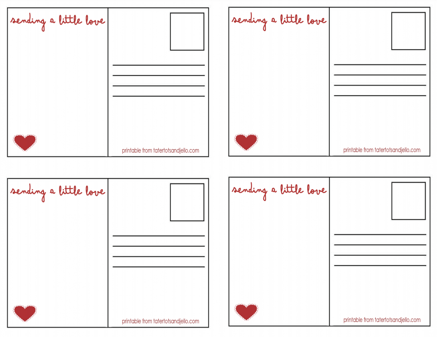 Adorable Valentine Postcards Free Printables Heart Cards