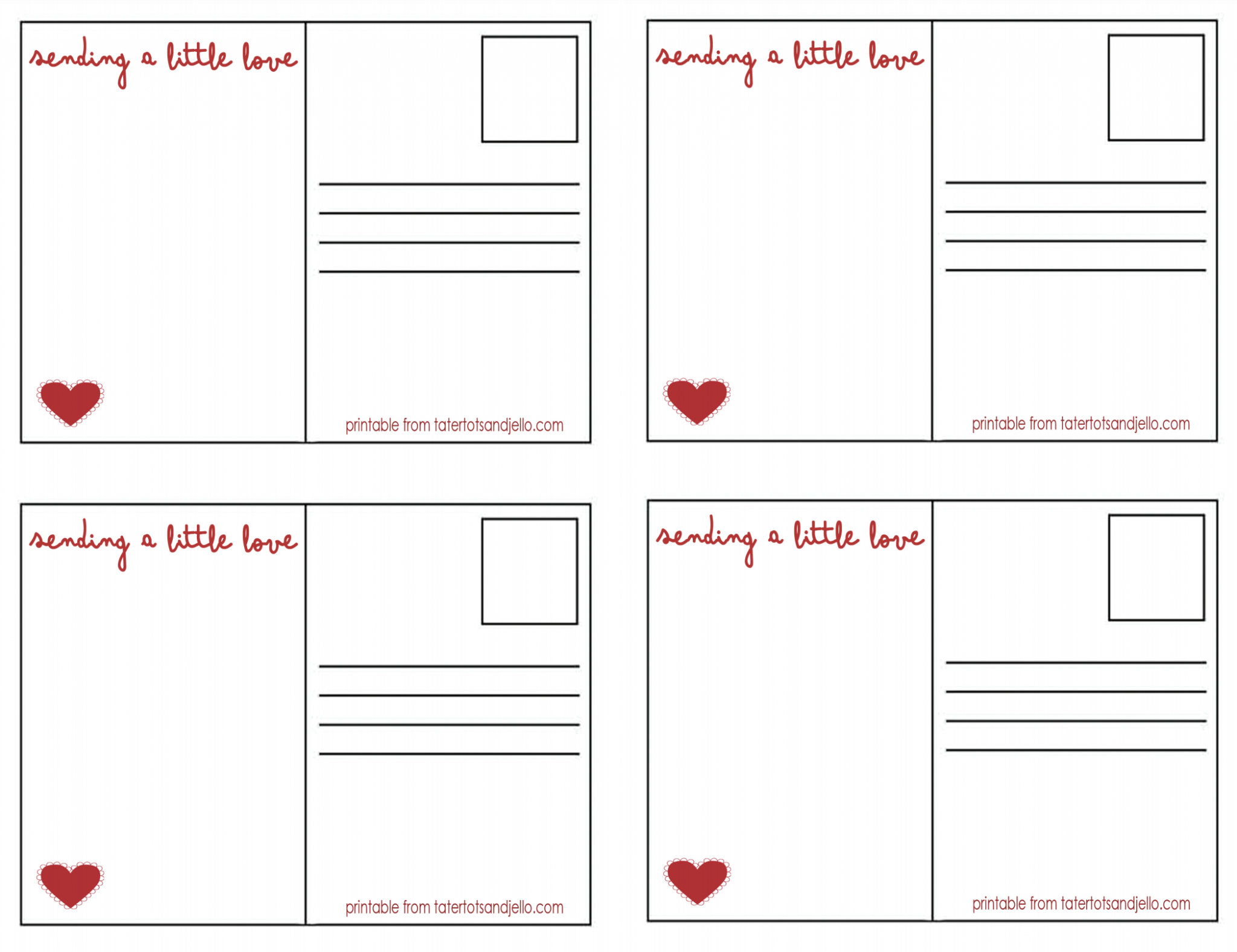 Adorable Valentine Postcards Free Printables Heart Cards