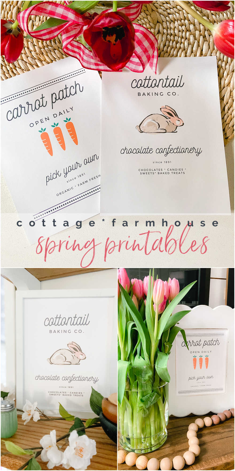Cottage Farmhouse Bunny Carrot Spring Printables