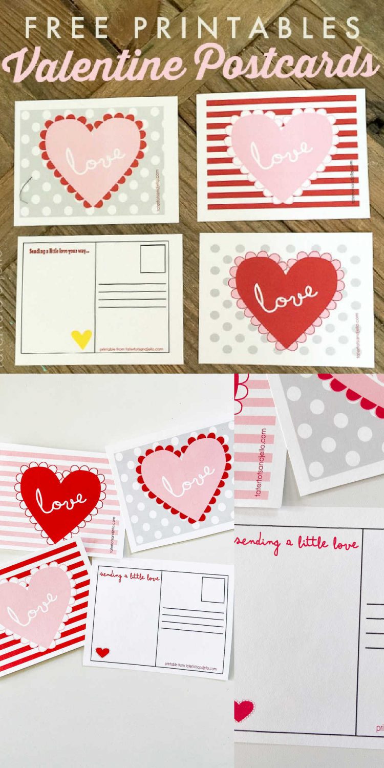 Free Heart Valentine's Day Postcards Printables