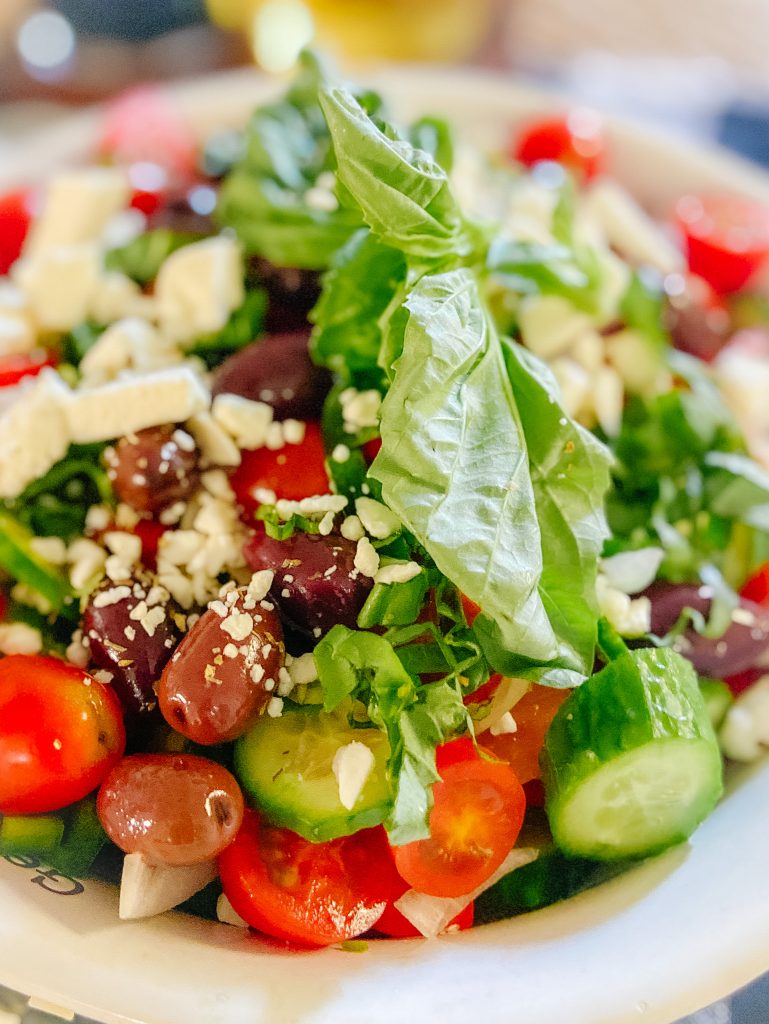 Zesty Keto Greek Feta Salad Low Carb with Vinaigrette Dressing