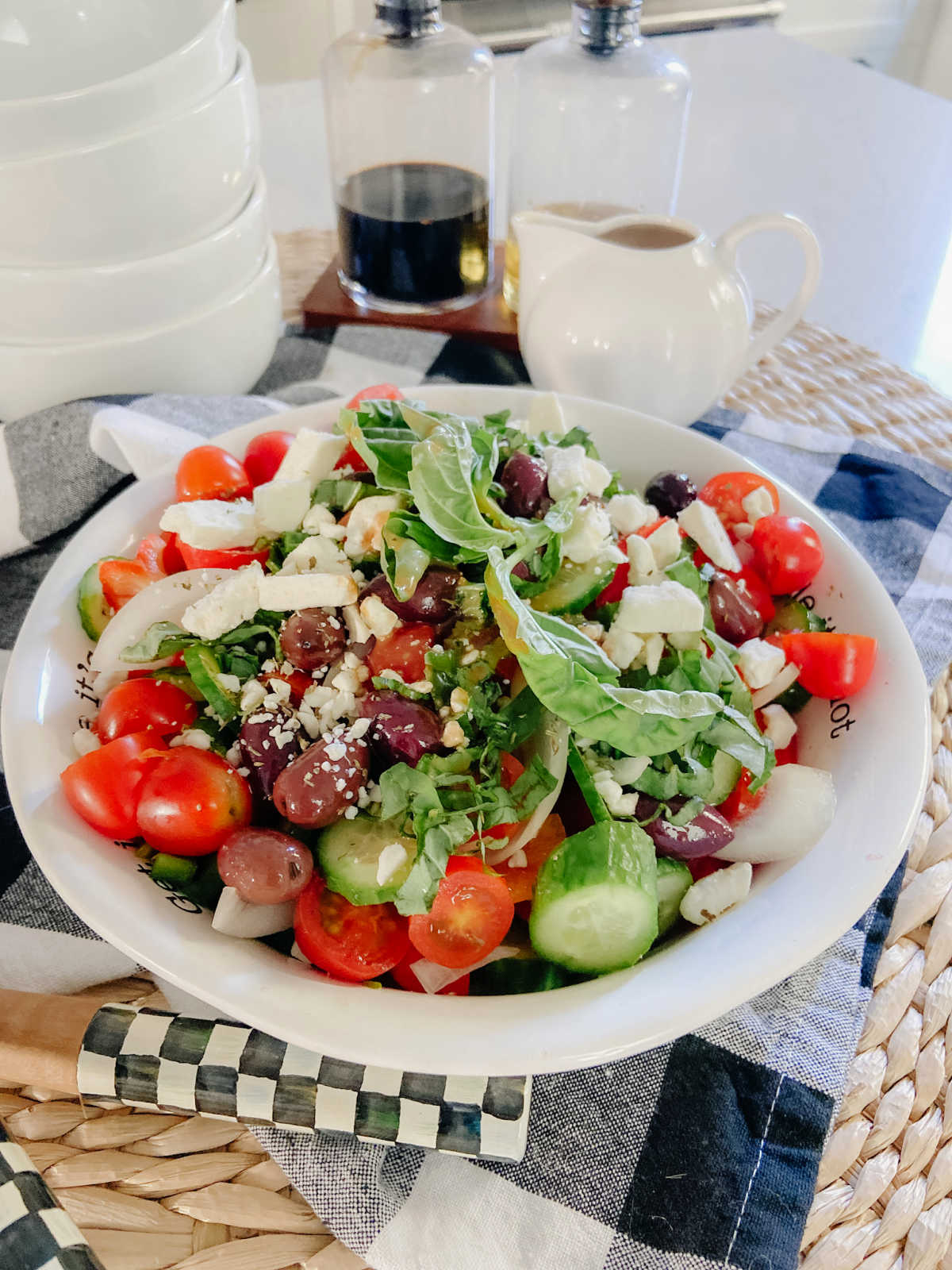 Zesty Keto Greek Feta Salad. Crisp veggies, tart kalamata olives, creamy feta and a zesty vinaigrette dressing make a refreshing low-carb salad! 