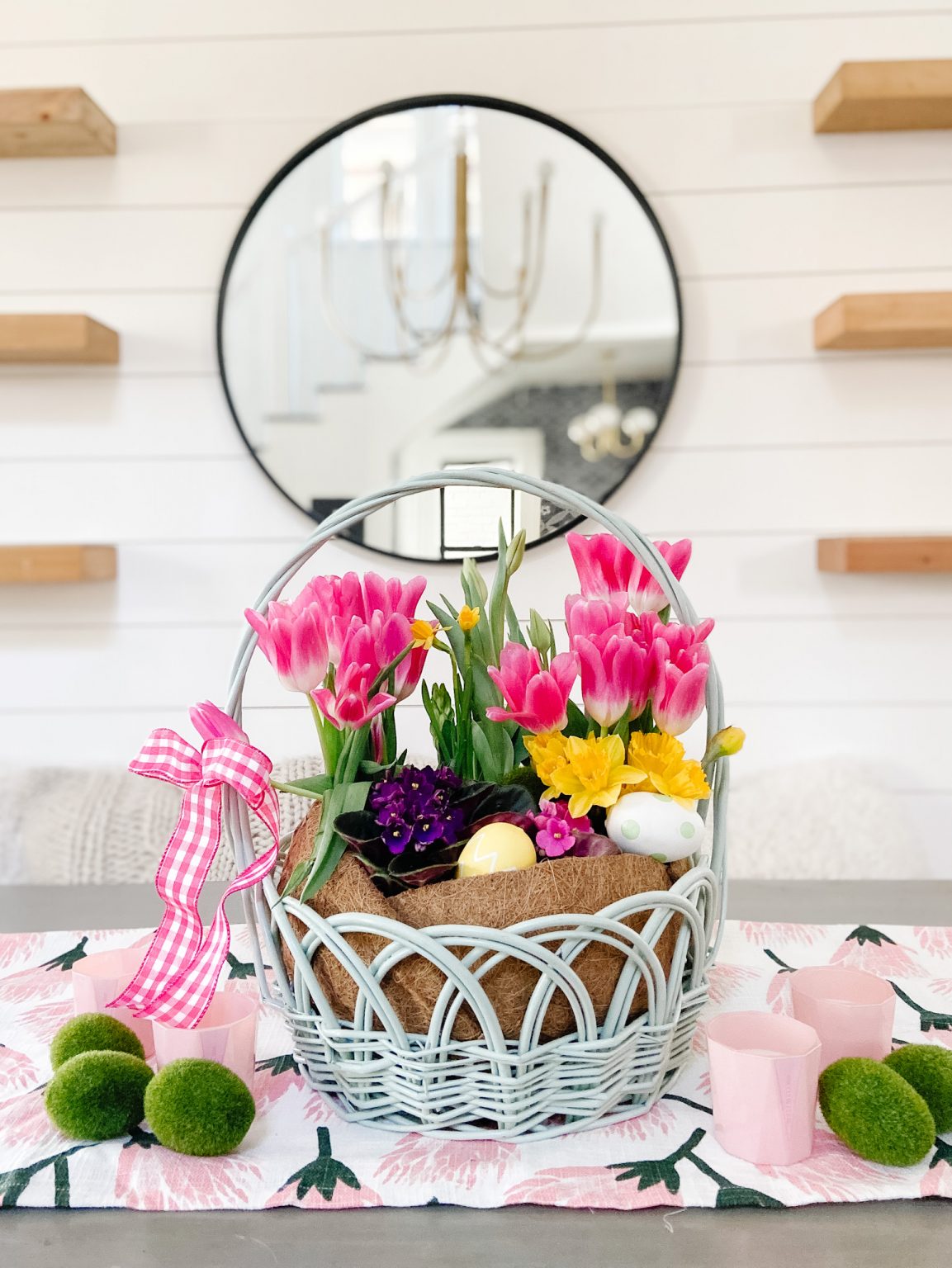 Easter Basket Living Floral Centerpiece Spring Table