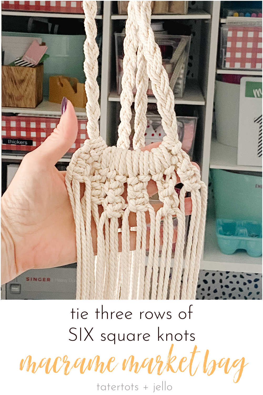 Diy macrame market on sale bag