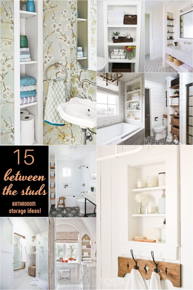 15 bathrooms with in between the studs shelves