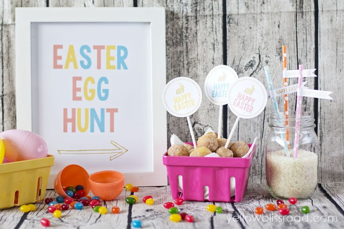 Free Printable Happy Easter Banner with Glitter Details