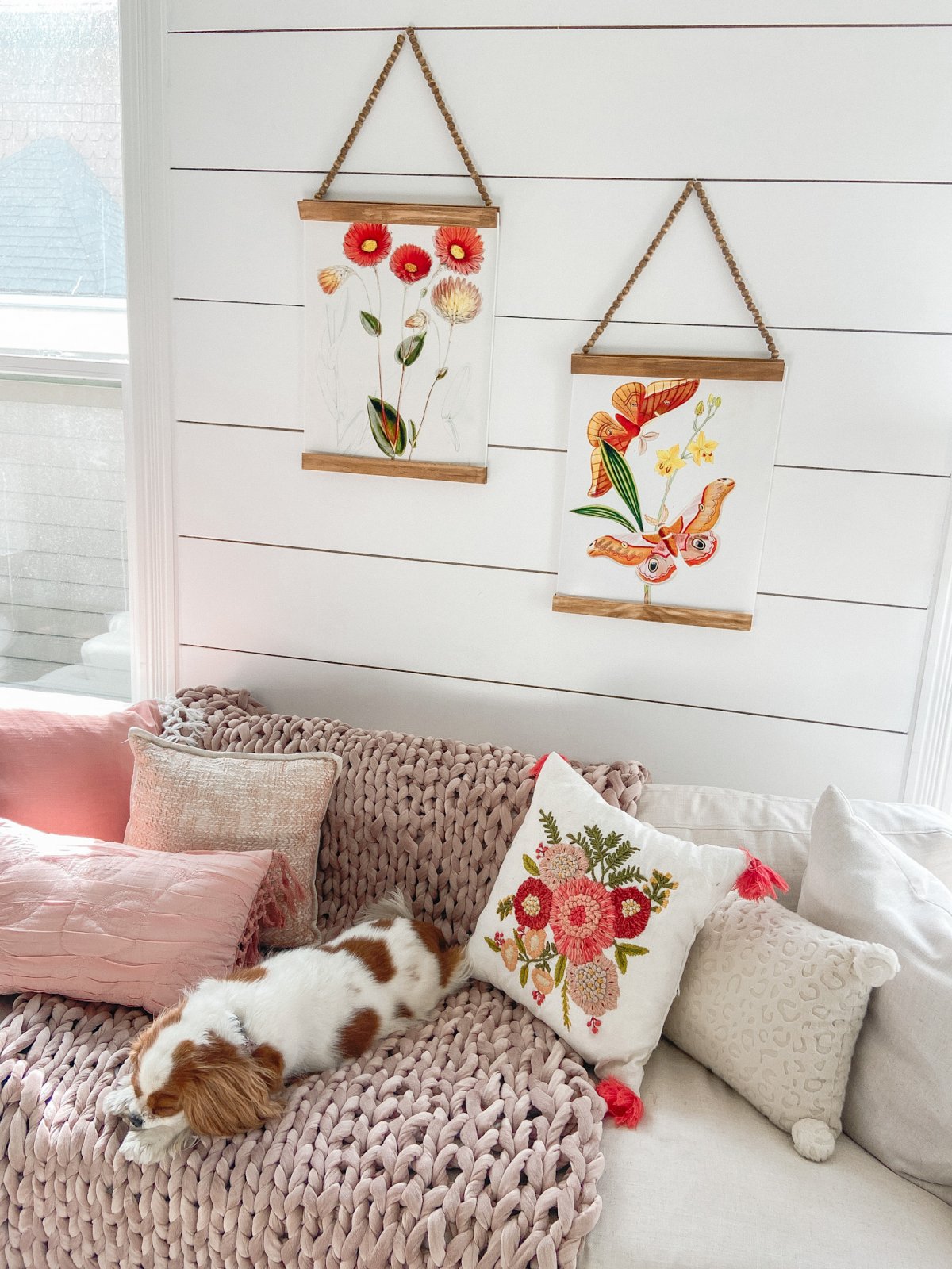 Spring Botanical Prints with DIY Beaded Hangers. Bring a little spring color into your home and make beaded hangers for less than $5!