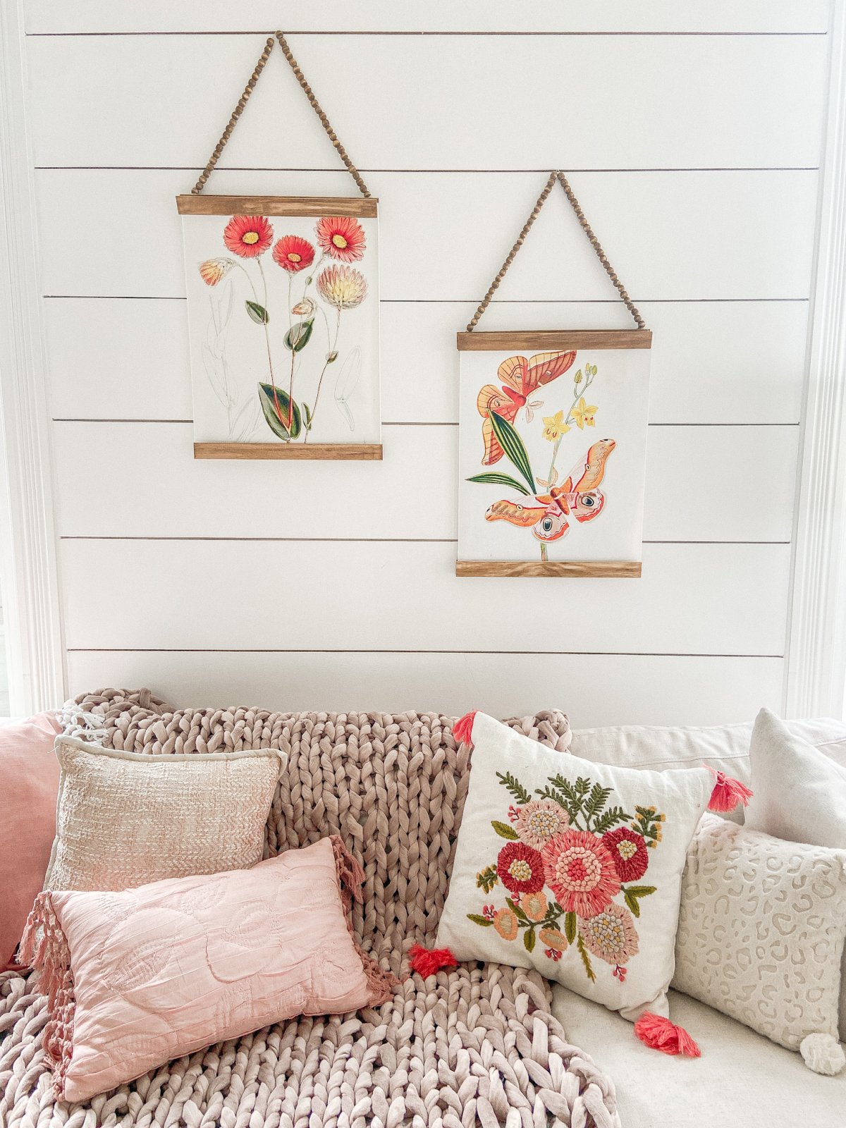 Spring Botanical Prints with DIY Beaded Hangers. Bring a little spring color into your home and make beaded hangers for less than $5!