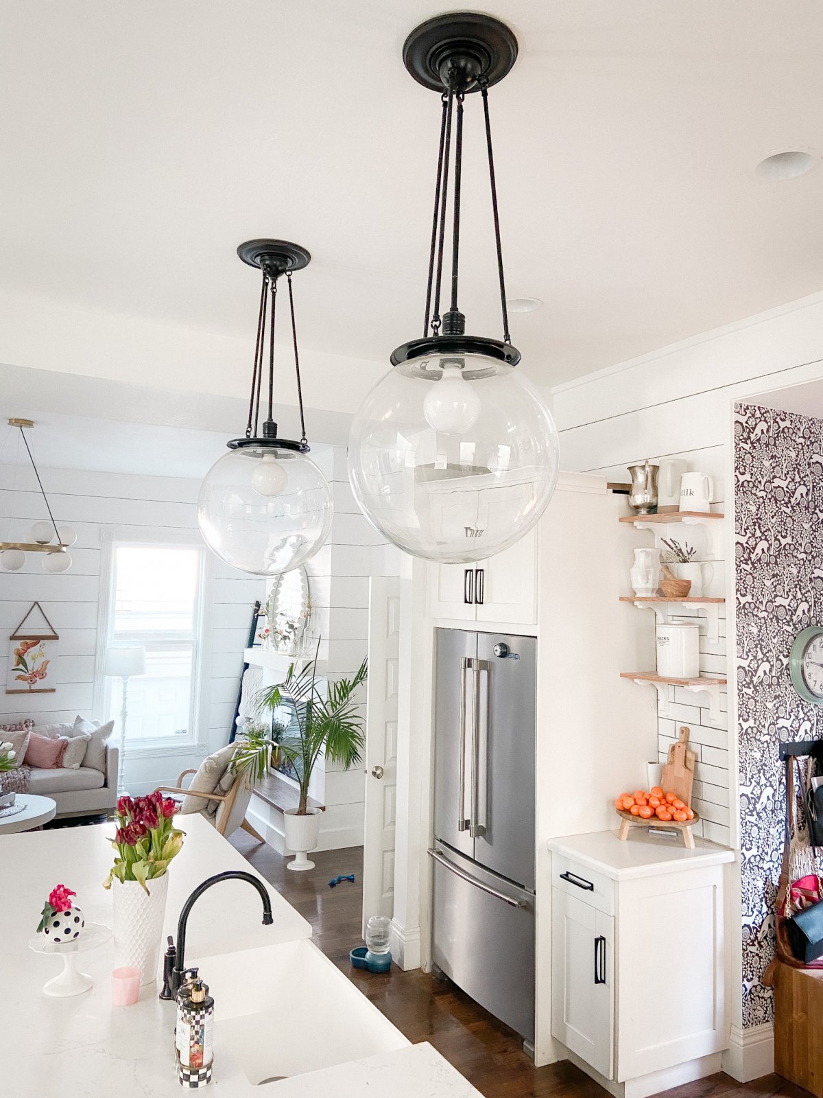 How to change a recessed can light into a pendant light with no remodeling. Switch out a can light for a beautiful pendant or chandelier light in just minutes with no remodeling! 