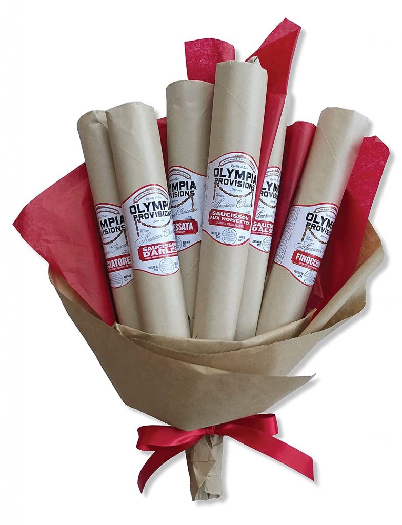 6 TYPES of salamis in a gift bouquet - Cacciatore, Chorizo Rioja, Loukanika, Saucisson Sec, Salami Nola, Saucisson D’Alsace.