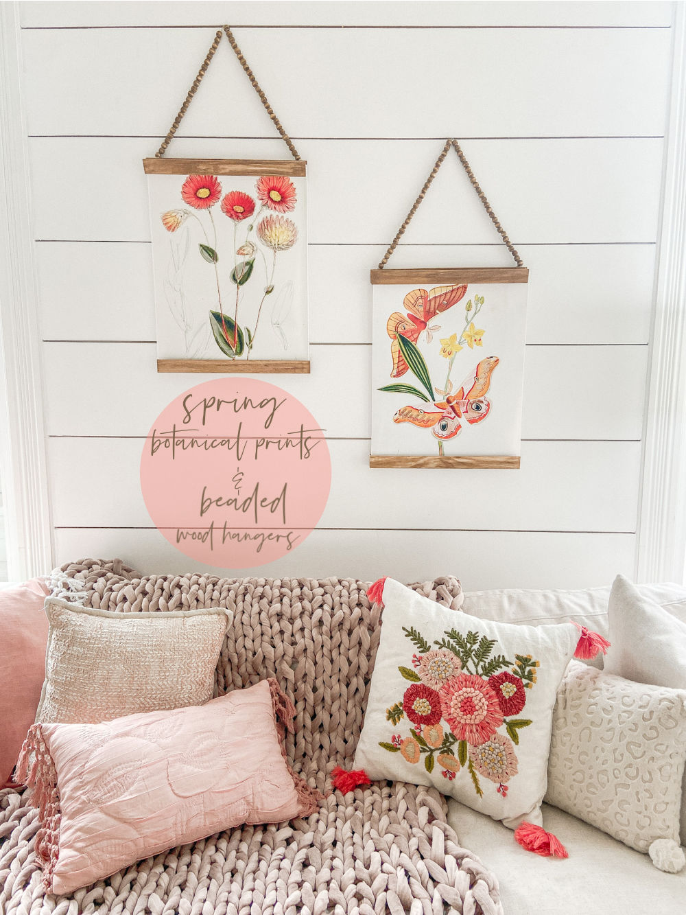 Spring Botanical Prints with DIY Beaded Hangers. Bring a little spring color into your home and make beaded hangers for less than $5!