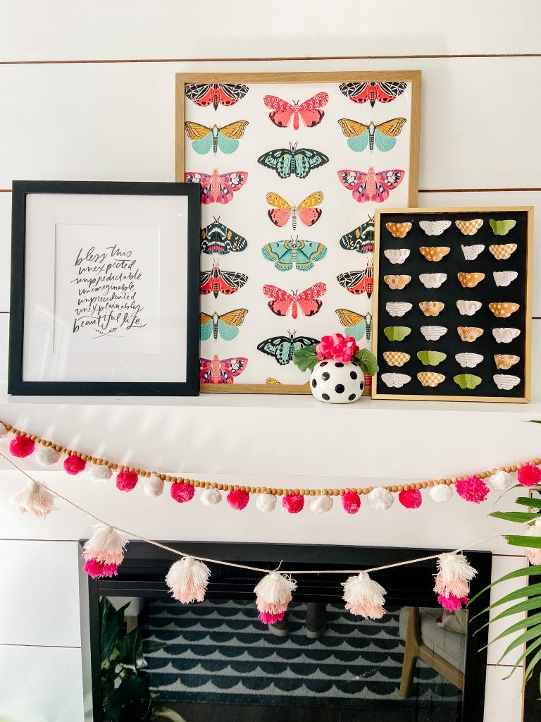 Butterfly Paper Specimen art and DIY Butterfly Mantel Ideas