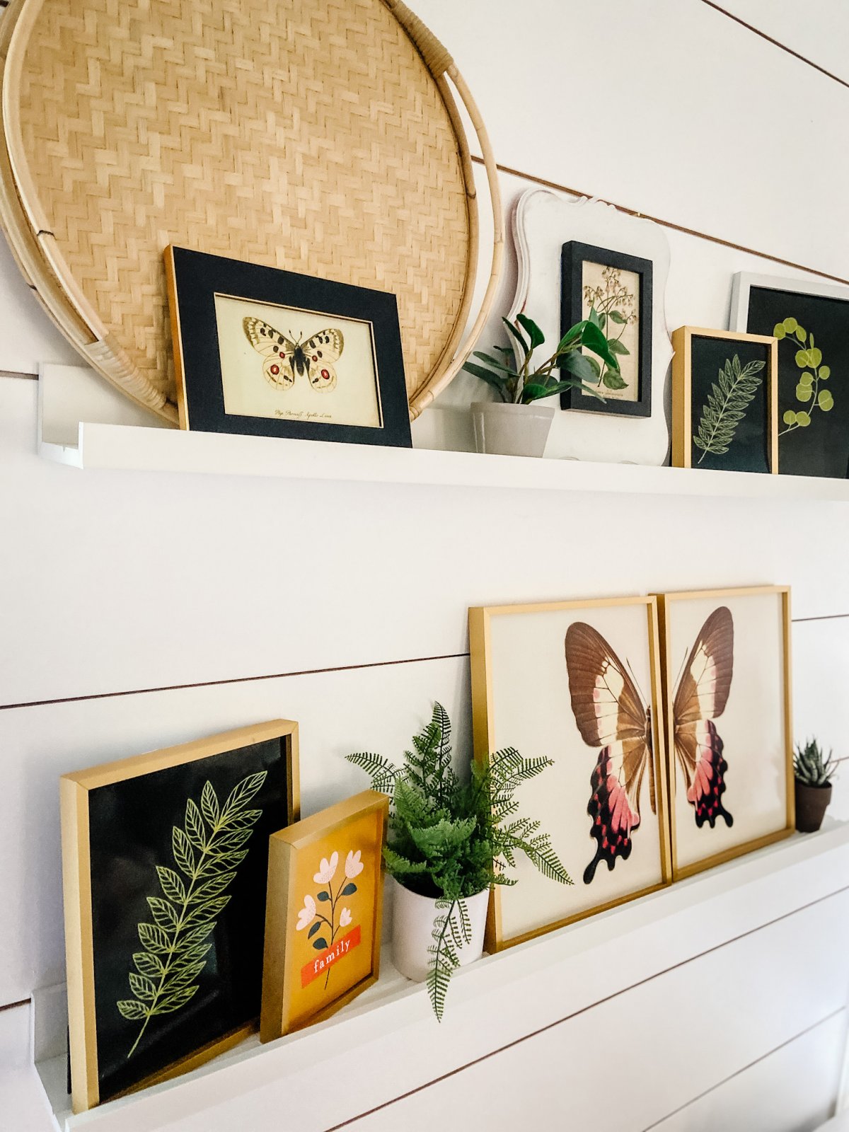 Botanical Art Focal Shelves with 6 Free Printables. Celebrate Summer by creating a botanical focal wall with these 6 free printables! 