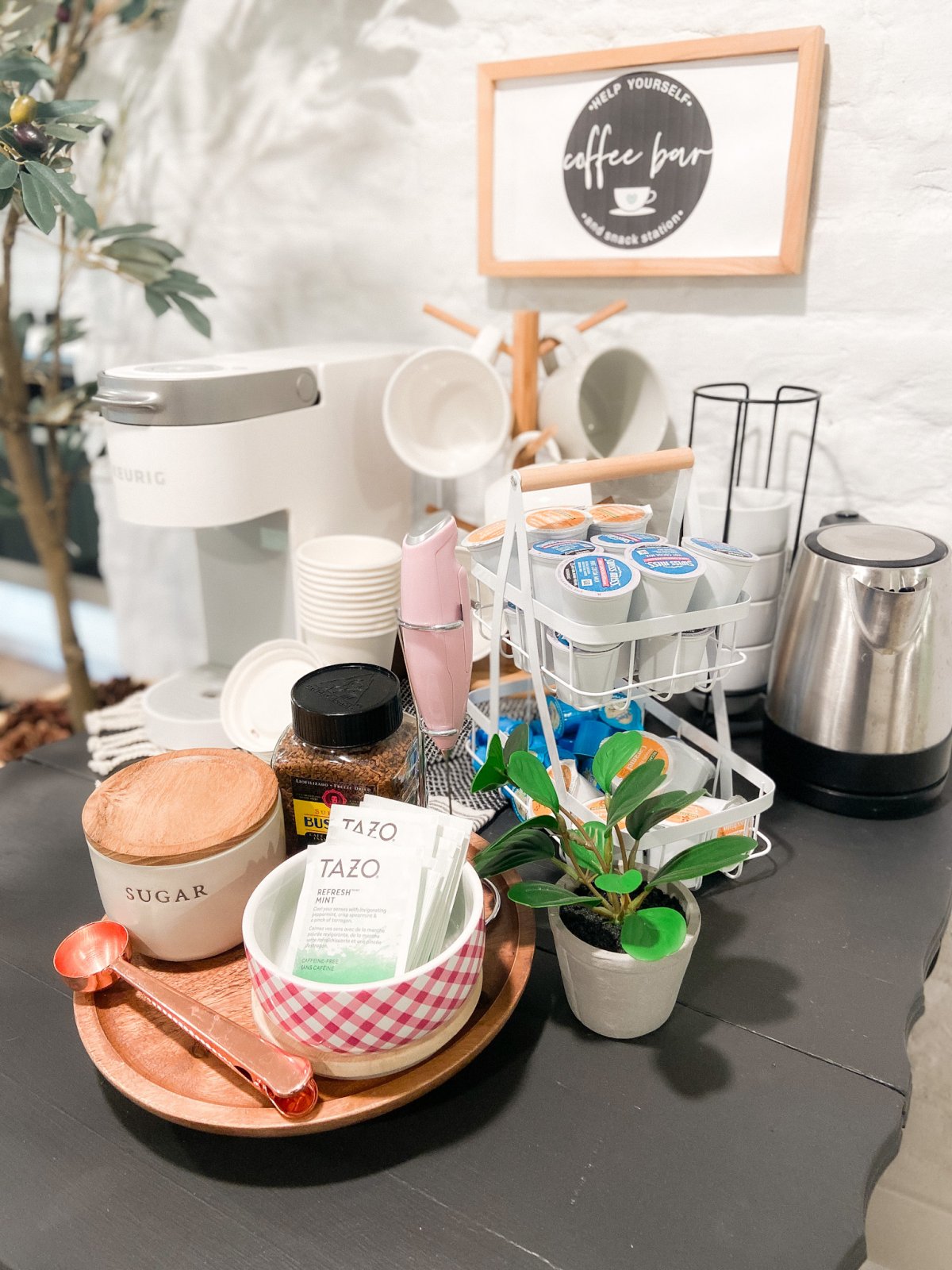 Coffee and Snack Bar Cart Upcycle. Create a beverage and snack station for guests by painting a vintage cart and giving it new life!