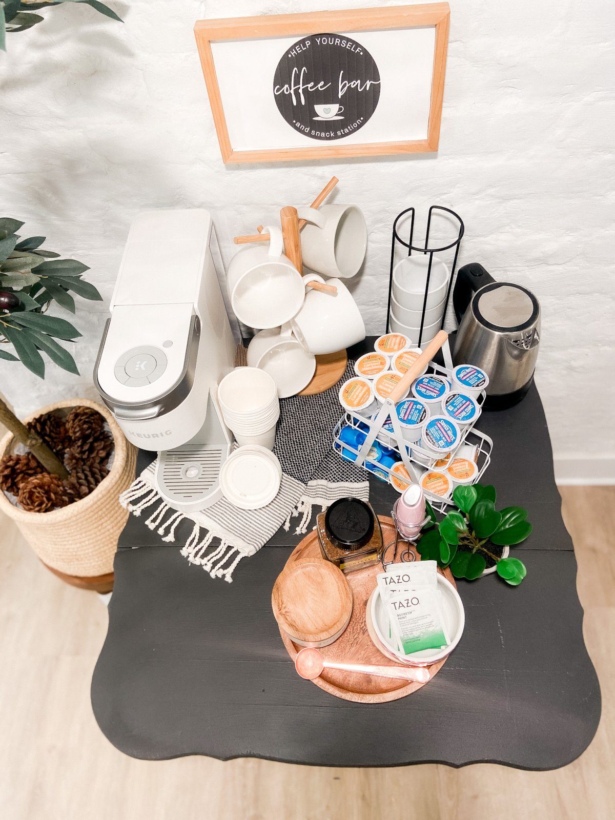 Coffee and Snack Bar Cart Upcycle. Create a beverage and snack station for guests by painting a vintage cart and giving it new life!