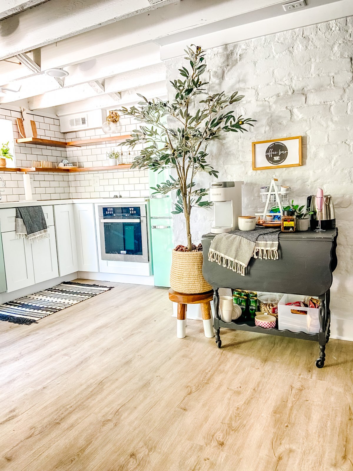 Coffee and Snack Bar Cart Upcycle. Create a beverage and snack station for guests by painting a vintage cart and giving it new life!