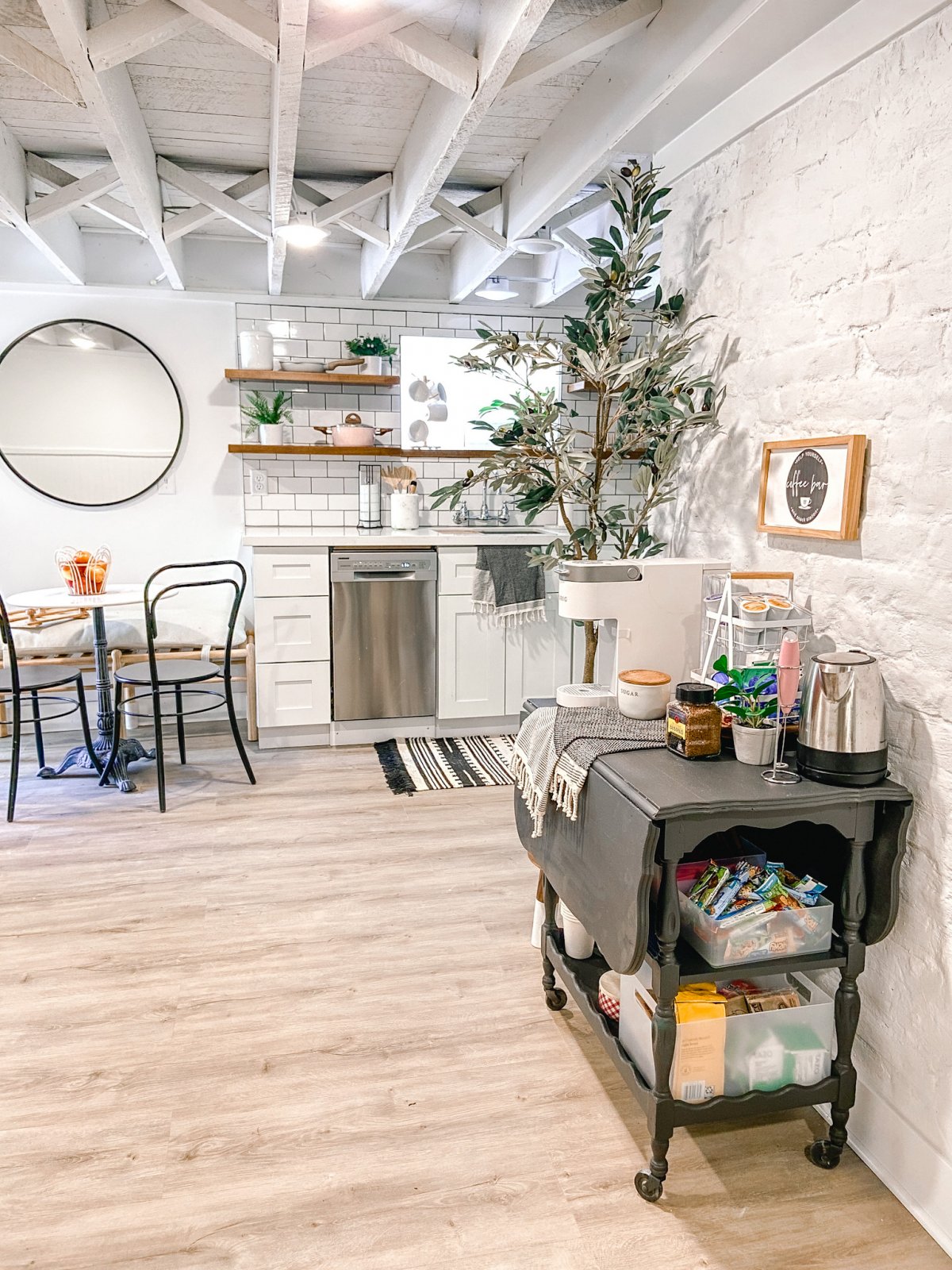 Coffee and Snack Bar Cart Upcycle. Create a beverage and snack station for guests by painting a vintage cart and giving it new life!