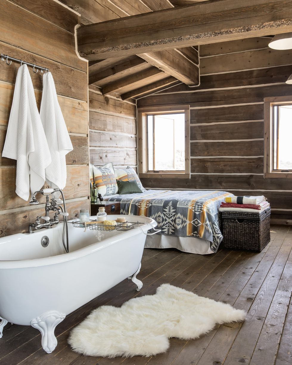 Tub in a bedroom shows you can put a clawfoot tub in the adjoining room to your bathroom if you don't have room in the bathroom.