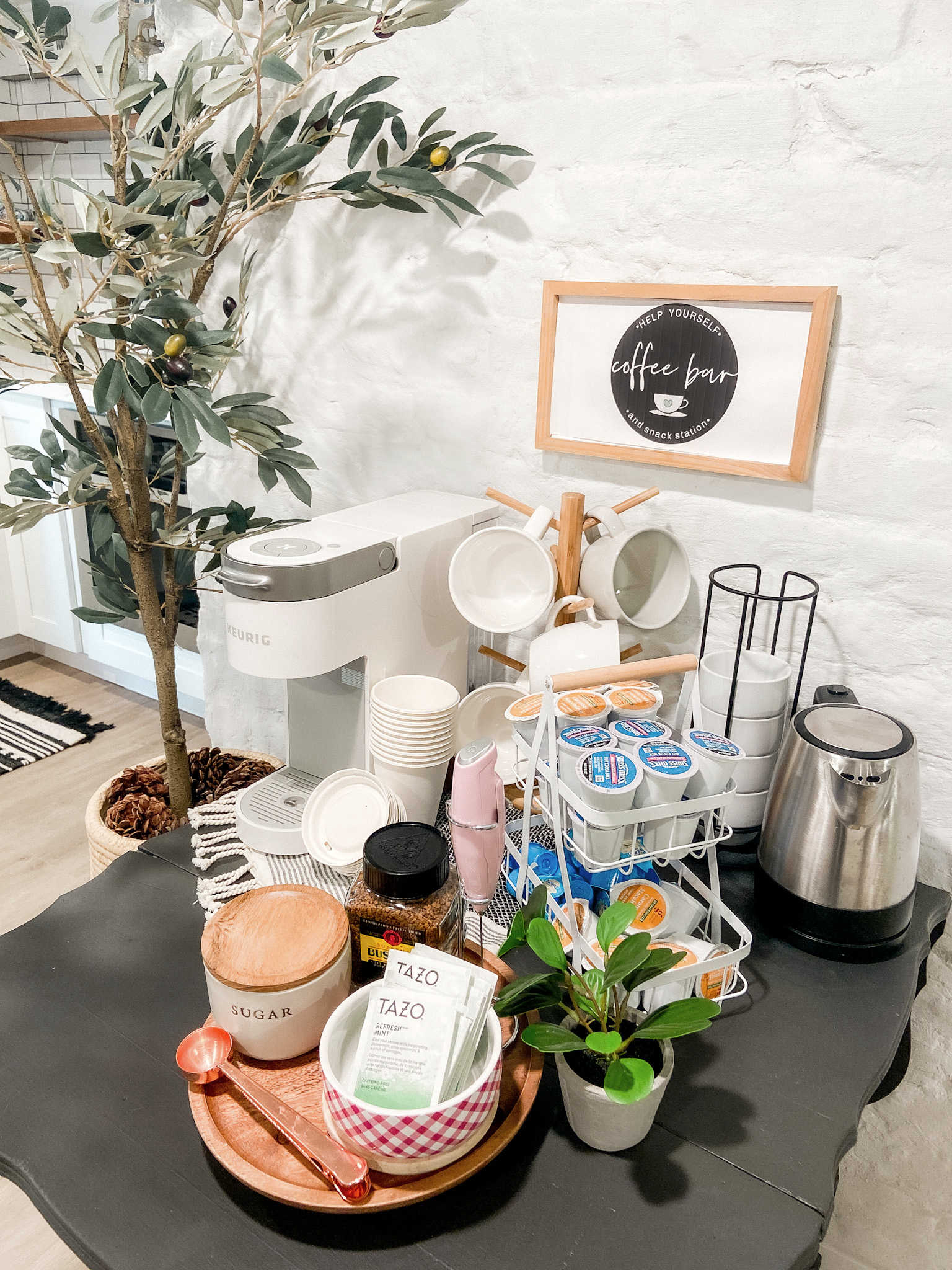 Coffee and Snack Bar Cart Upcycle. Create a beverage and snack station for guests by painting a vintage cart and giving it new life!