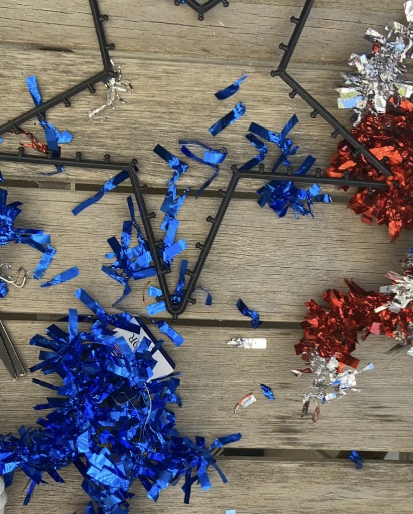 Dollar Store Neutral Patriotic Wreath. Grab a glittery star, some rope from the Dollar Store and create a neutral star wreath for summer!