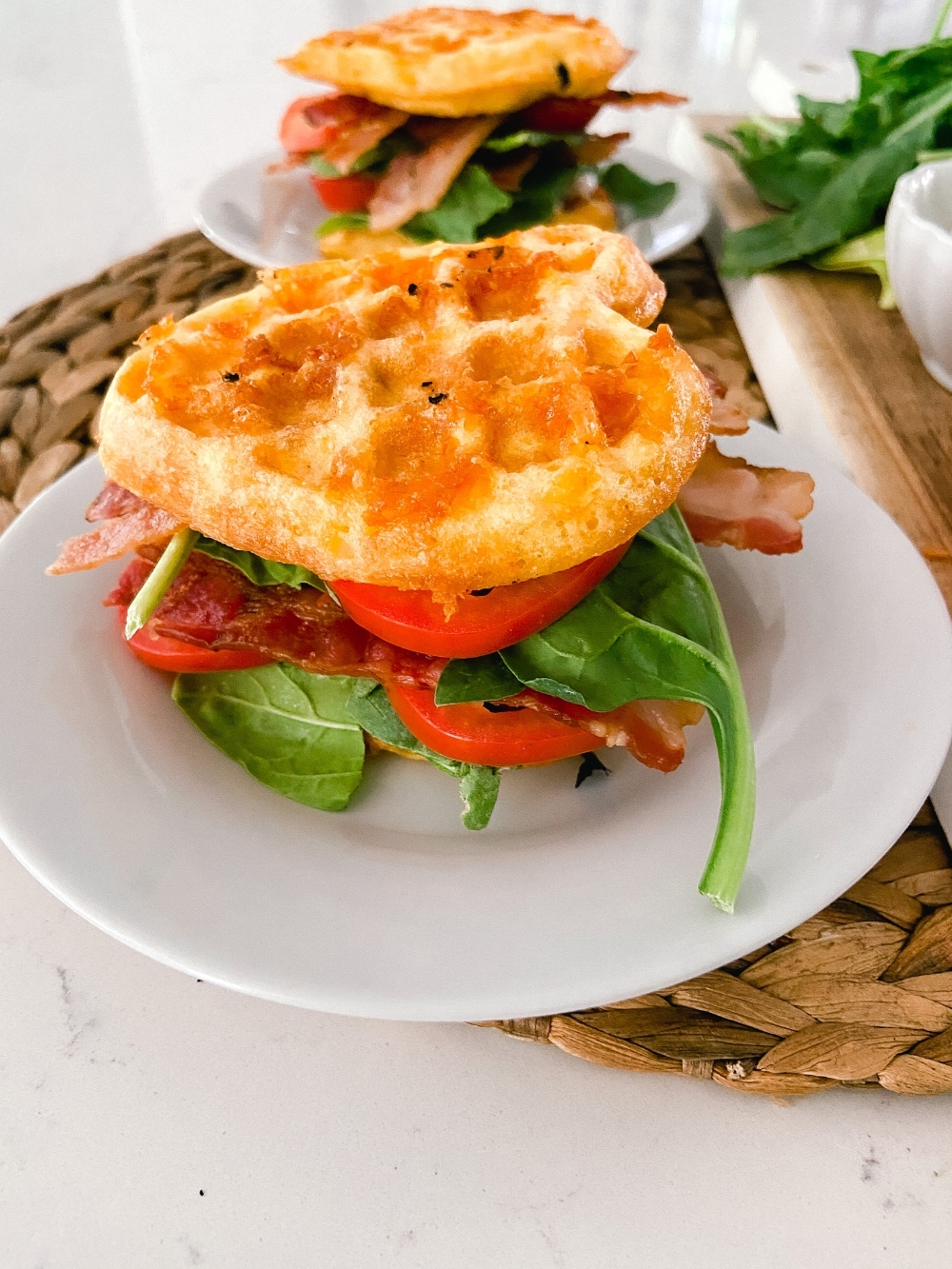 Chaffle BLT Sandwiches with Herb Mayo. Nothing's better in the summer than a fresh BLT. Stay on track with this low-carb, keto-friendly BLT! 