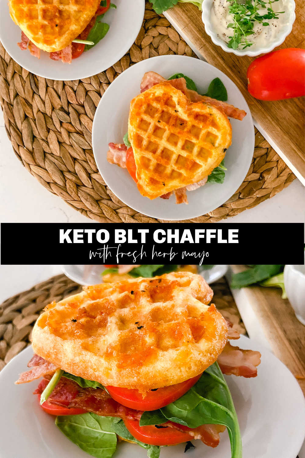 Keto Chaffle BLT Sandwich with herb mayo