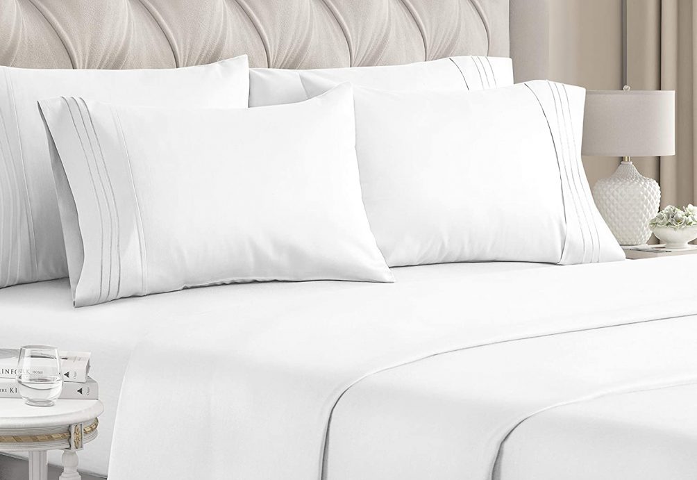 Favorite white sheet set with four pillow cases 