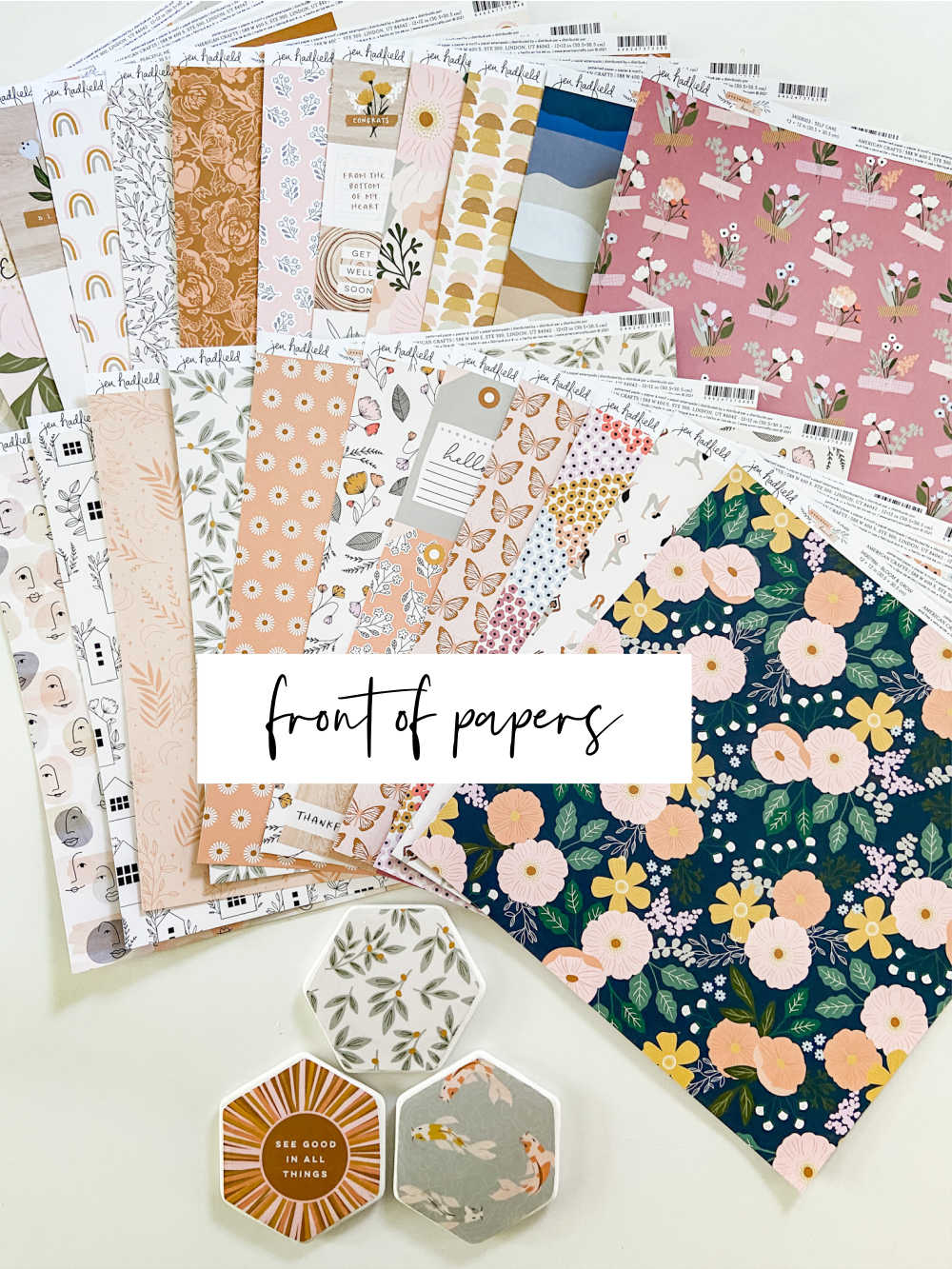 New Jen Hadfield Peaceful Heart Line! My new Pebbles paper and embellishment line with a cozy boho feel is available now! 
