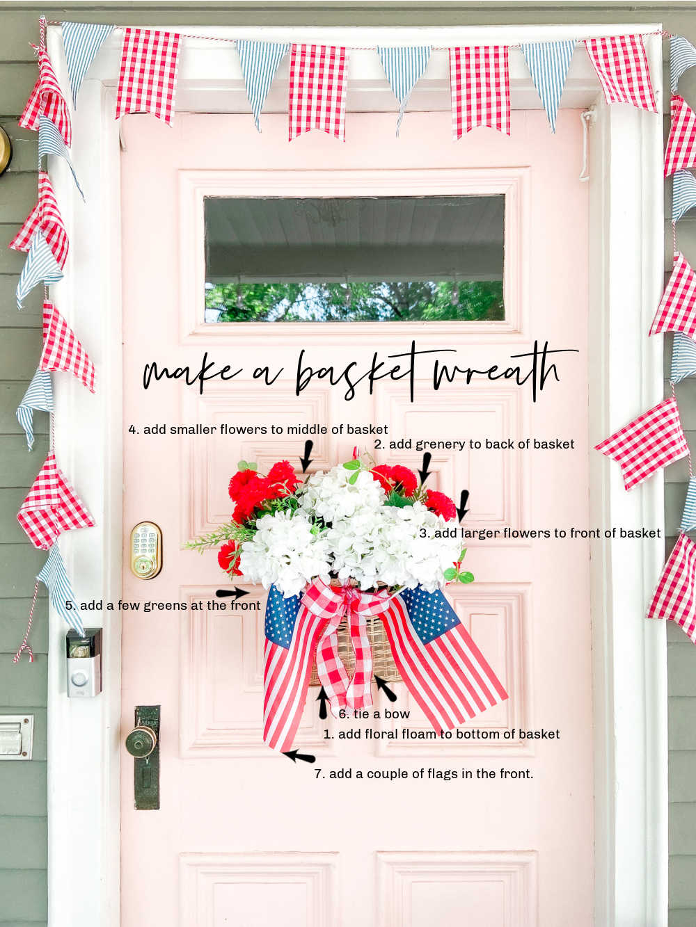 10-Minute Patriotic Basket Wreath. Make an easy and festive fourth of july wreath in just minutes!