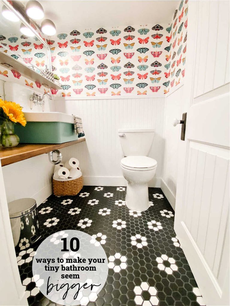 10 Ways to Make a Tiny Half Bath Seem Bigger tips and tricks we used!