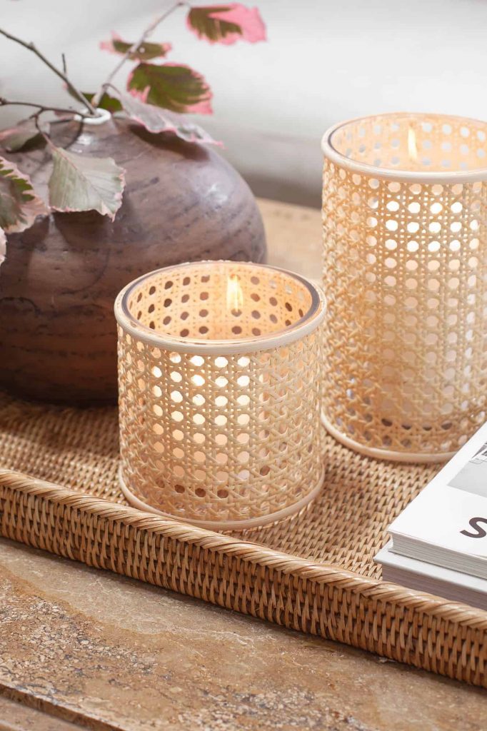 Woven Natural Decorative Cane Pattern Small Basket - Threshold™