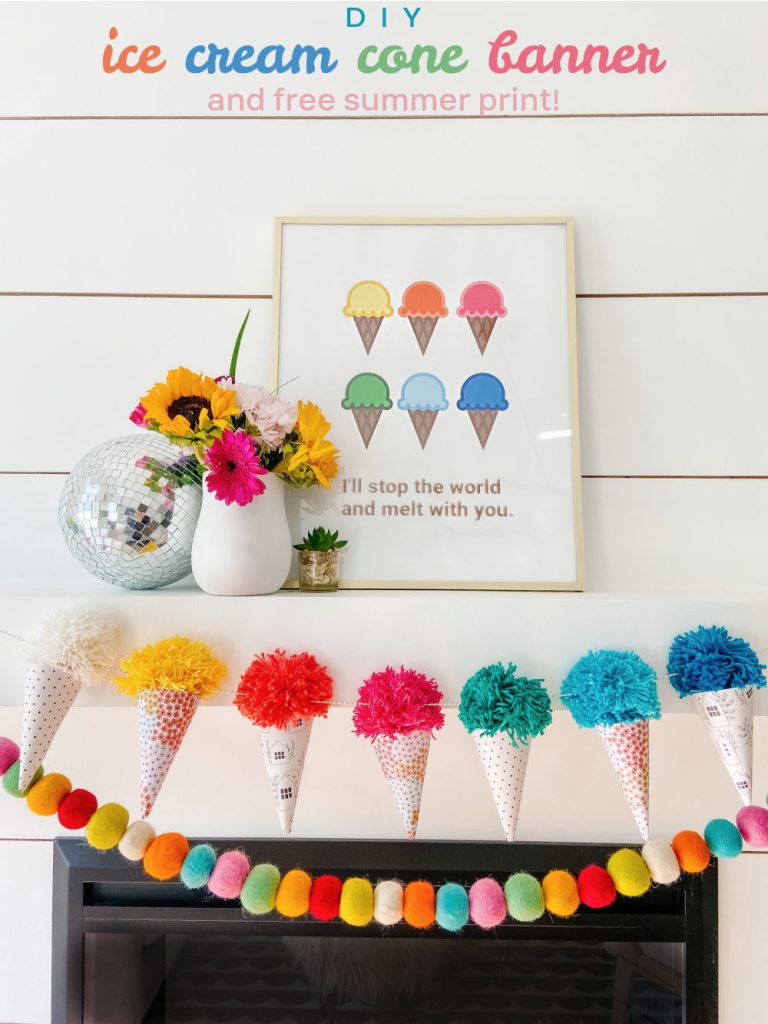 Free Ice Cream Party Printable and Yarn Cones