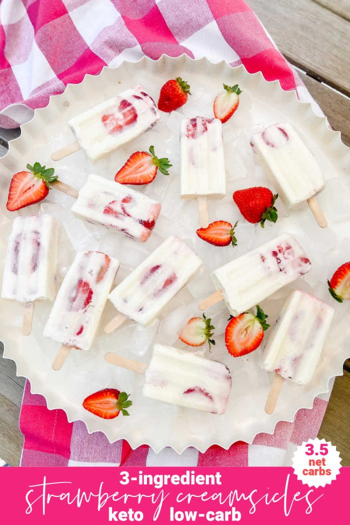 3-Ingredient Strawberry Creamsicle Popsicles (Low-Carb, Keto)