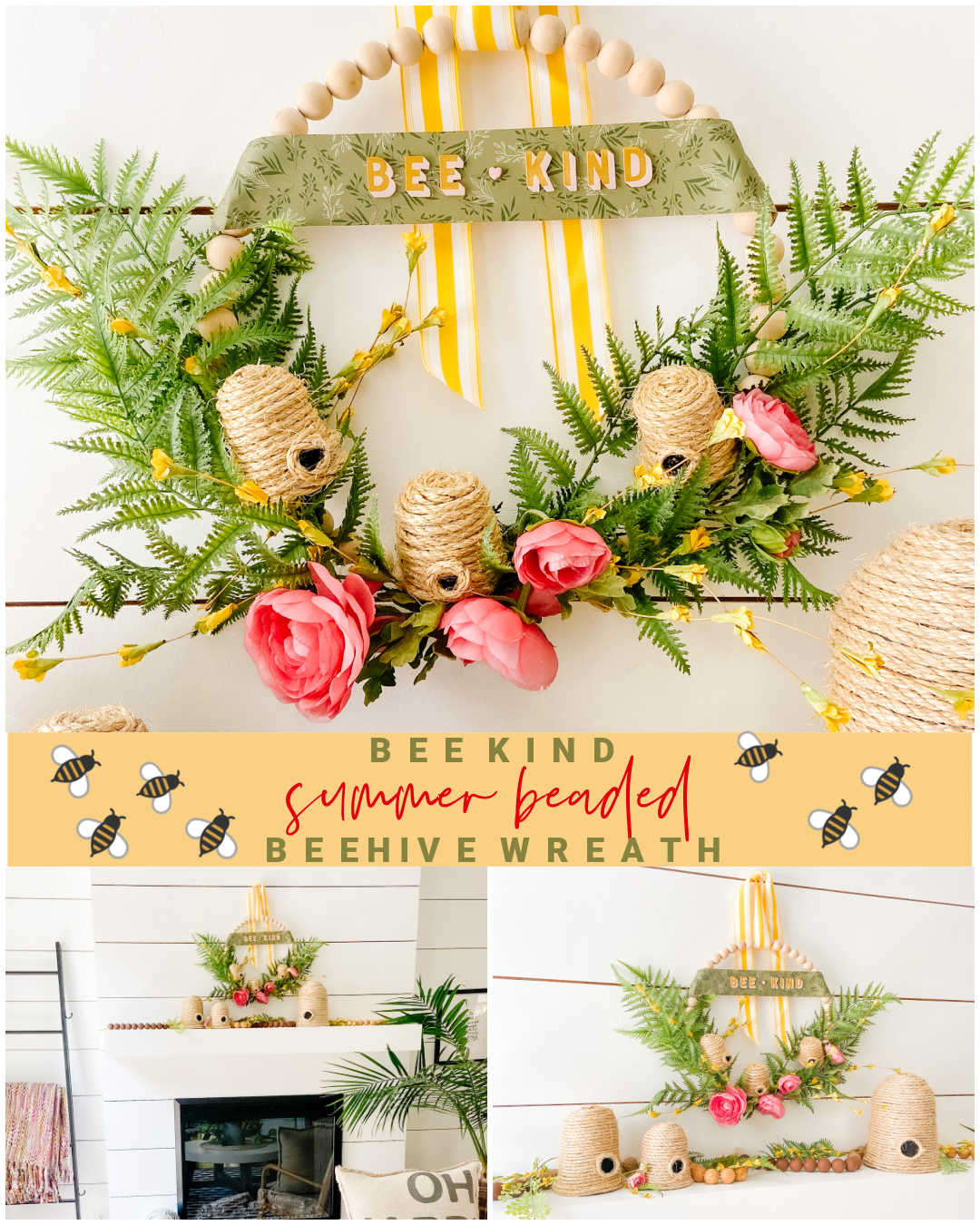 Cute as a Bee Door Wreath - Honeybee Welcome Colorful Summer