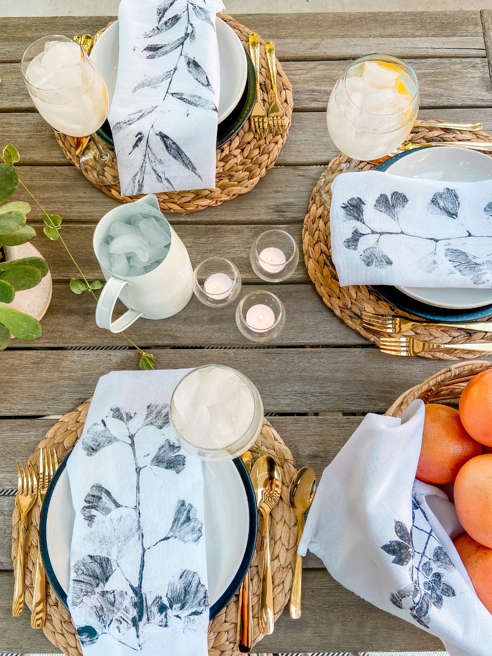 Fall Leaf Stamped Cloth Napkins 