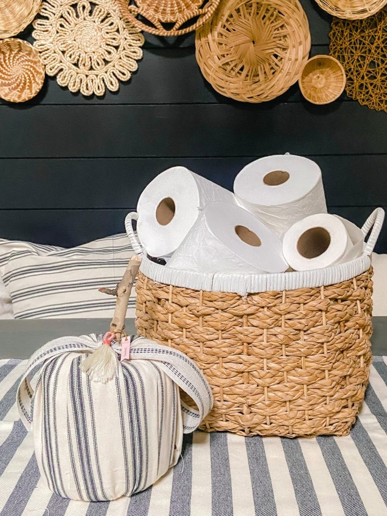 Elevated Fabric Toilet Paper Pumpkins. Transform toilet paper into the cutest pumpkins for fall in FOUR different shapes and customize them for YOUR decor!