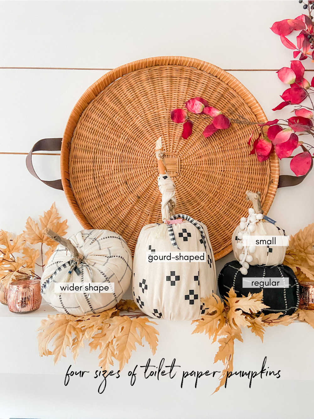 Elevated Fabric Toilet Paper Pumpkins. Transform toilet paper into the cutest pumpkins for fall in FOUR different shapes and customize them for YOUR decor!